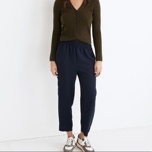 Madewell Huston Drapey Tapered Pull On Ankle Pants, Navy Blue